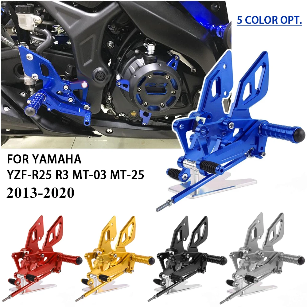 Регулируемая подставка для ног Yamaha YZF R25 R3 MT 03 2013 2020 2017 2018 2019 задние комплекты