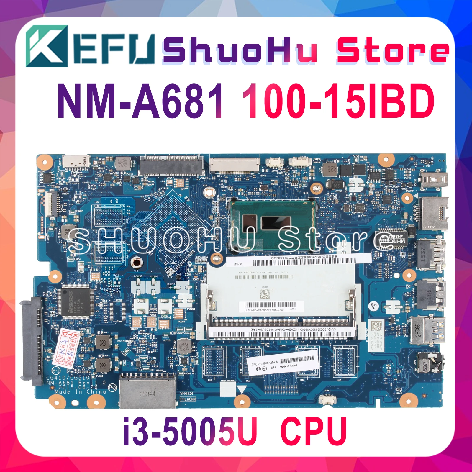 Kefu 100-15IBD материнская плата для lenovo 100-15IBD материнская плата CG410/CG510 NM-A681 DDR3L i3-5005U Тесты