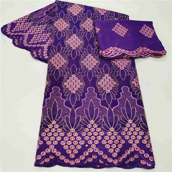 

7 Yard With Scarf Swiss Lace Fabric Heavy Beaded Embroidery African 100% Cotton Fabrics Swiss Voile Lace Popular Dubai Style HL5