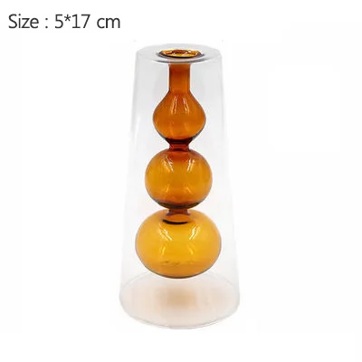 Brown-Tall Strongwell скандинавские двухслойные витражная стеклянная гидропонная ваза цветок ваза, домашний Декор Рождественский подарок свадебные украшения стола - Цвет: Brown-Tall