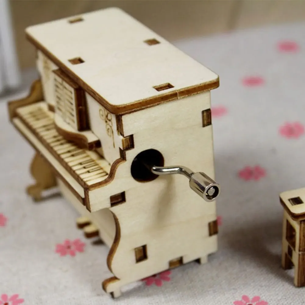 Деревянная мини музыкальная шкатулка DIY Механическая Ретро винтажная ручная музыкальная шкатулка для движения Мелодия музыкальные коробки ремесленные вечерние Подарочные