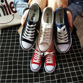 

WFL Canvas Sneakers for Women Vulcanize Flats Casual Shoes Lace-up Lovers Comfortable Shoes Men Trainers Footwear Shoes Female