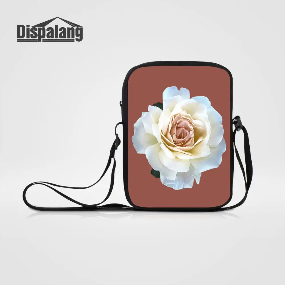 Women's Small Flap Female Shoulder Crossbody Bags For Girls White Flower Printing Mini Messenger Bag Children Fashion Schoolbags