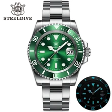 

STEELDIVE Green Water Ghost Dive Watch SD1953 Calendar Magnifying Glass Classic BGW9 Blue Luminous Automatic Mechanical Watches