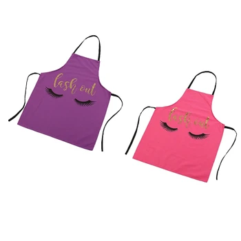 

2x Lovely Bronzing Eyelash Pattern Kitchen Apron Women Adult Home Cooking Baking Cleaning Aprons Bibs Kitchen Tools Accessories(