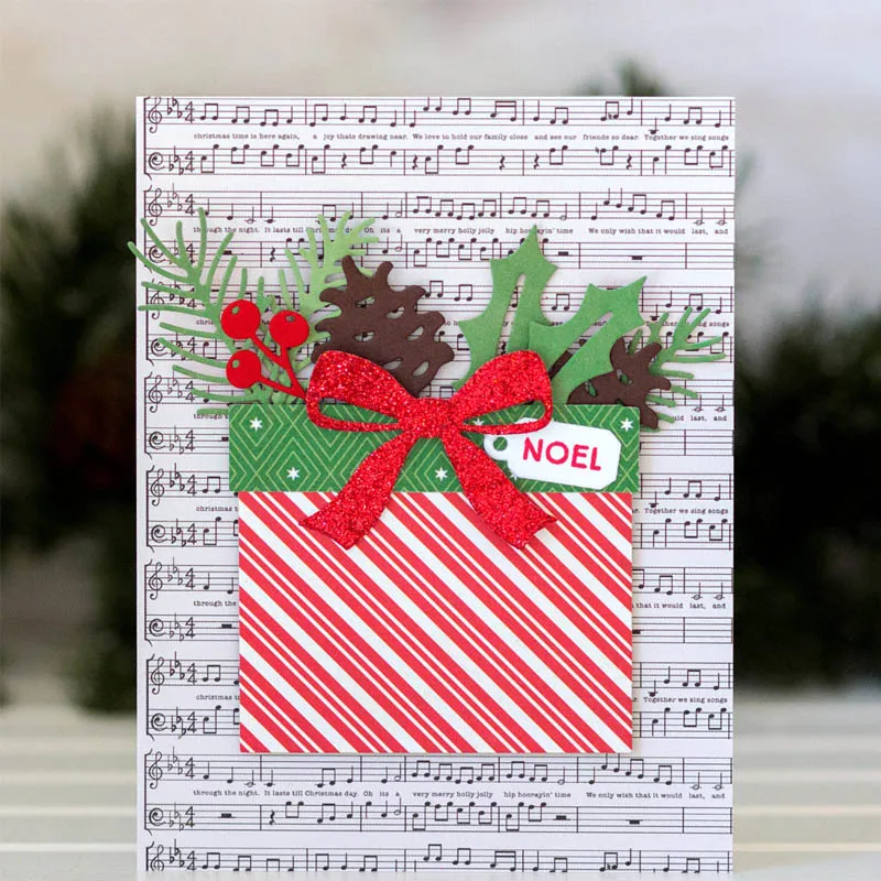 Xmas Ilex бант сосновый конус металлические режущие формы трафареты рождественские украшения высечки для изготовления открыток DIY Новые ремесла карты