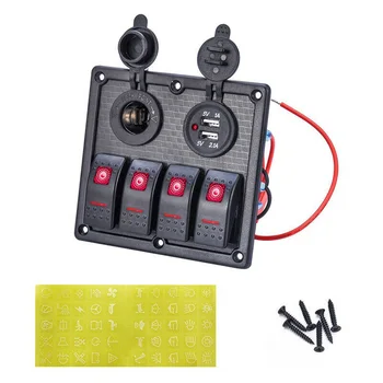 

Boat Switch panel 240W Seal Pad Replacement Part Vehicle 4 Gang Red LED