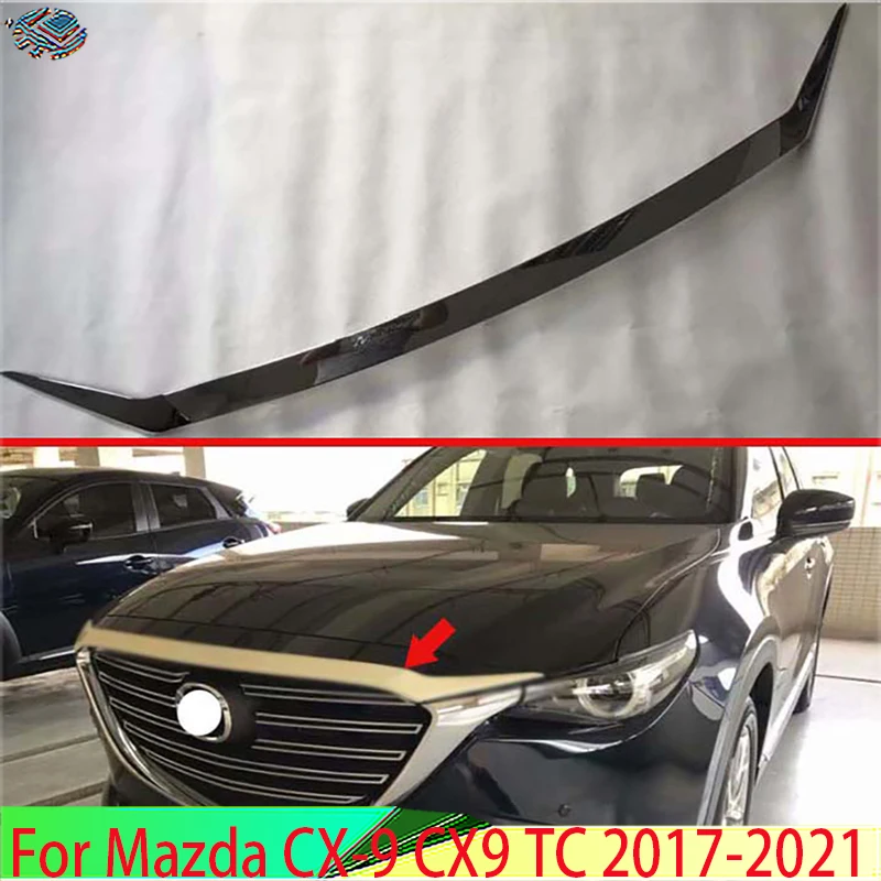 For Mazda CX-9 CX9 TC 2017-2021 Car Accessories ABS Chrome Mirror Surface Front Hood Bonnet Grill Grille Bumper Lip Mesh Trim