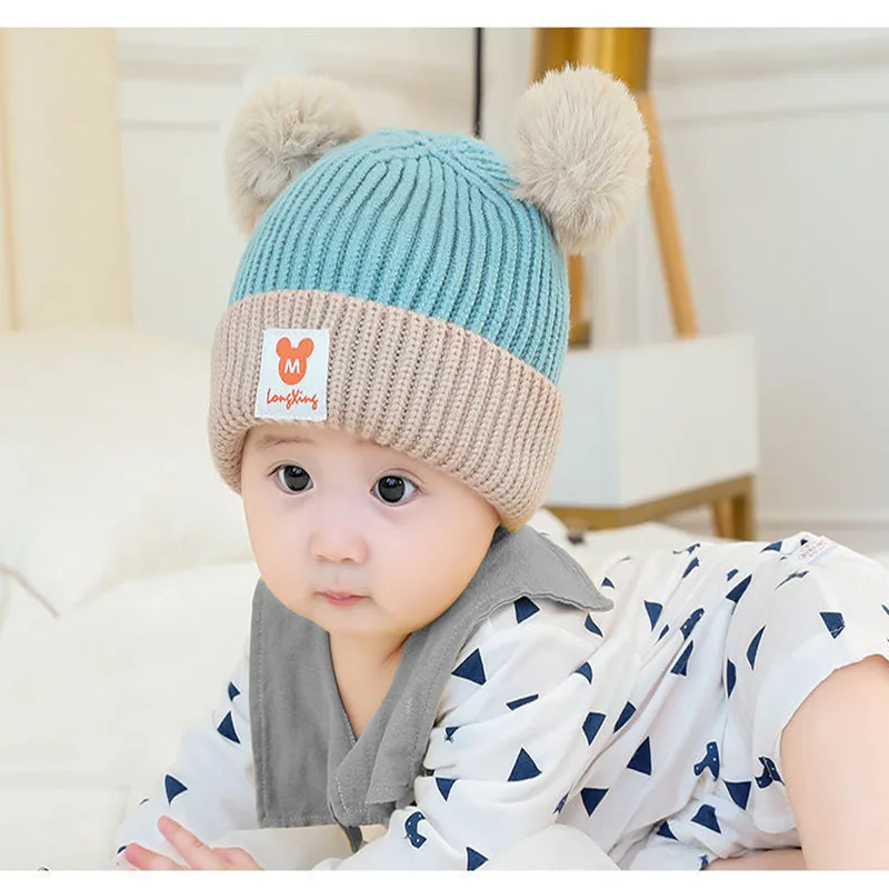 gorro bonito Pompom para meninas e meninos, 3-24 meses, inverno