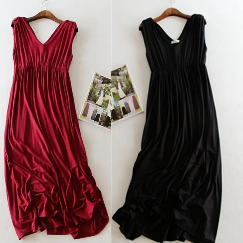 

New loose big yards dress elastic modal skirt of tall waist condole belt vest dress female pregnant women dress female summer dr