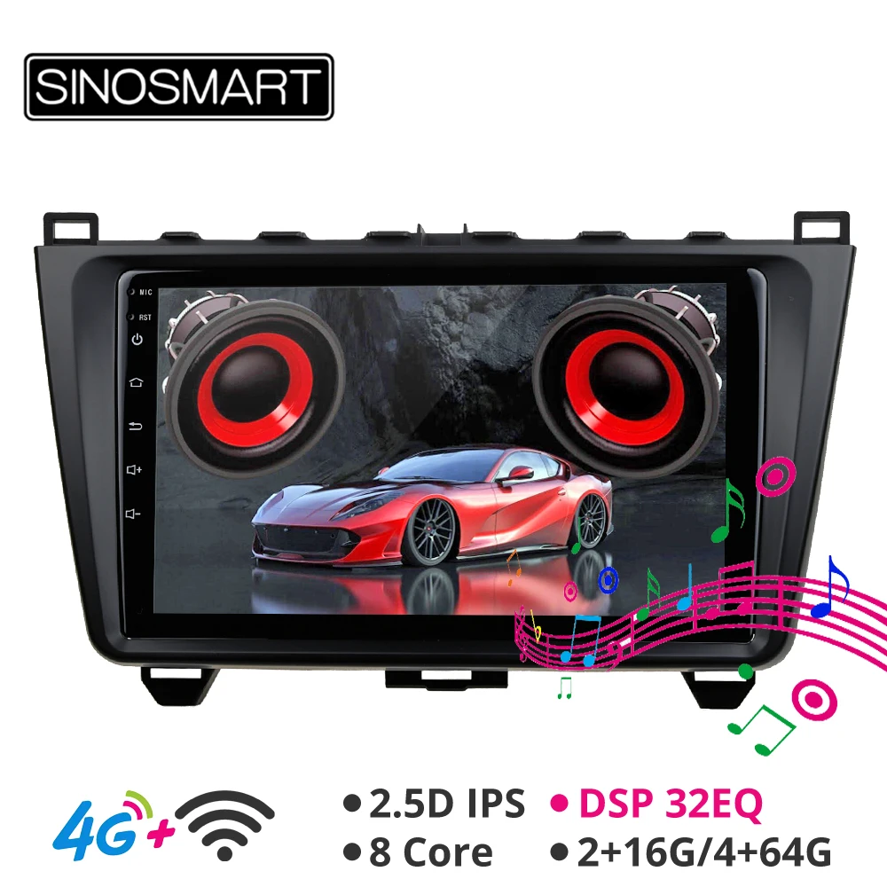 Sale SINOSMART Support BOSE Audio System 4G SIM Card IPS/QLED screen 2G/4G Car GPS Navigation Player for Mazda 6 Android 8.1 2008-12 17