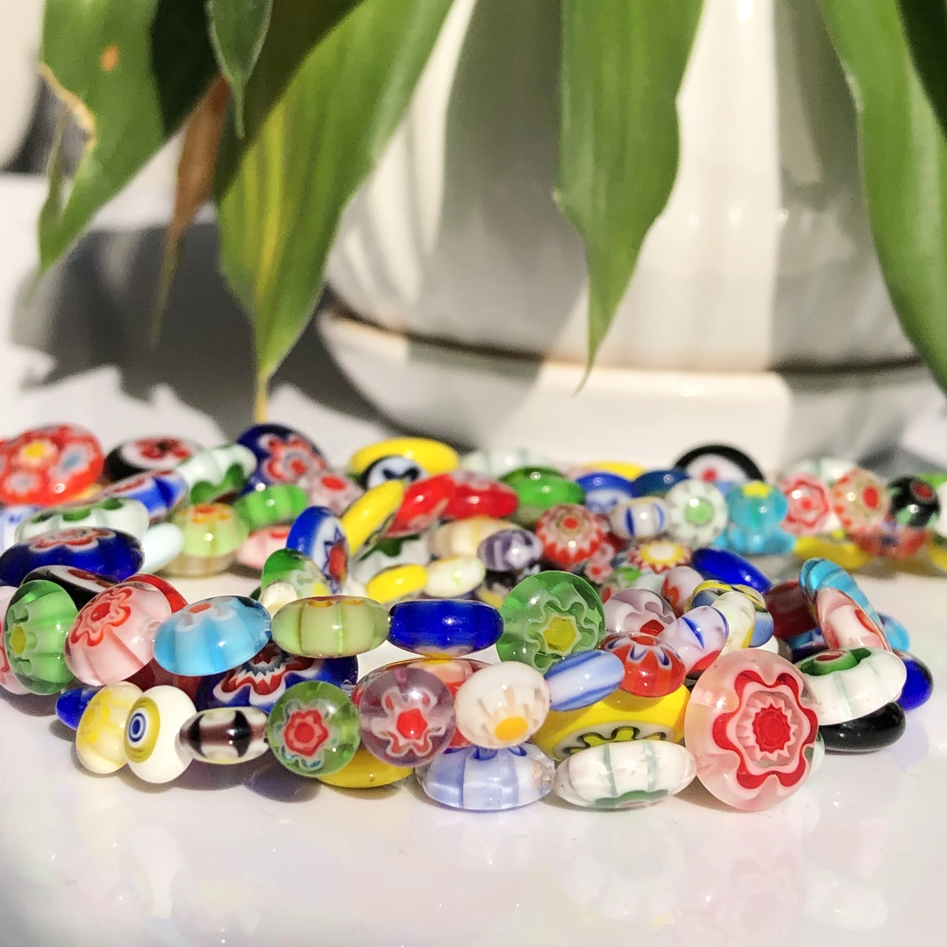 8mm Multicolor Millefiori Flower Patterns Lampwork Glass Beads Oblate Loose  Spacer Beads For Jewelry Making Fashion Beacelet - AliExpress