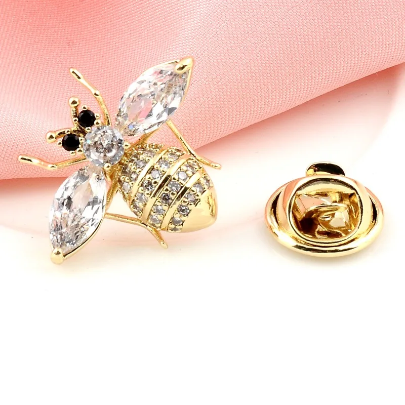 

2020 New Fashion Brooch Bee Zircon Insect Pin Fixed Collar for women men Cloth Cap Scarf Badge Fashion Jewelry Accessorie