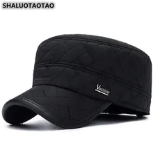 SHALUOTAOTAO трендовая мужская плоская шапка, зимняя защита ушей, теплые военные шапки, регулируемый размер, модная спортивная брендовая шапка для отдыха