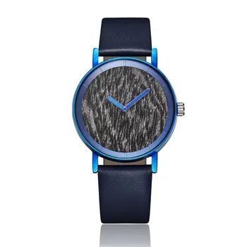 

New Fashion Natural Wood Watch Women Men Blue Leather Strap Simple Wooden Dial Analog Original Ladies Couple Quartz Wristwatch