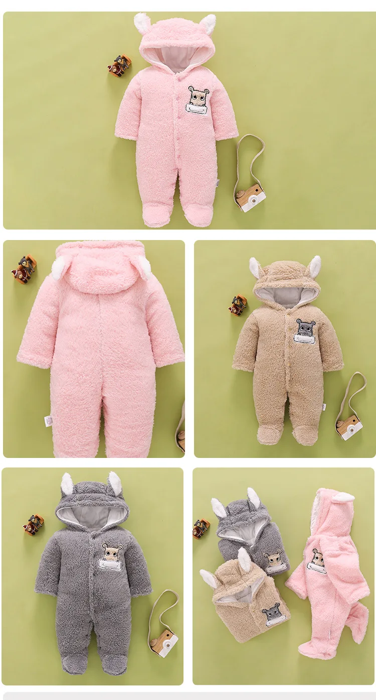 Winter Baby Overalls Fleece Dicke Wolle Strampler Overall Säuglingskleidung