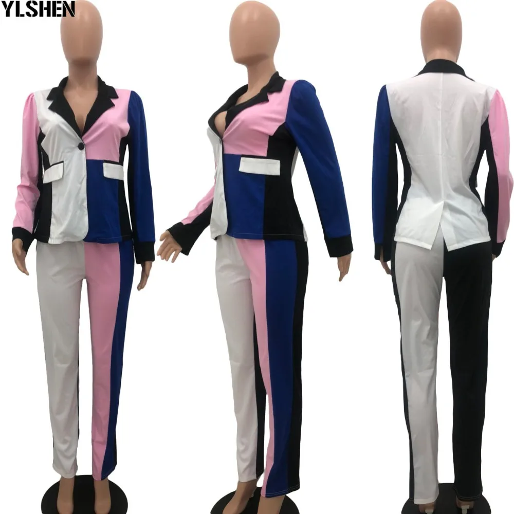 African Women Sets Print Long Sleeve Blazer Jacket Pants Suits Office Lady Elegant 2 Piece Set Business Outfits Africa Clothing 49