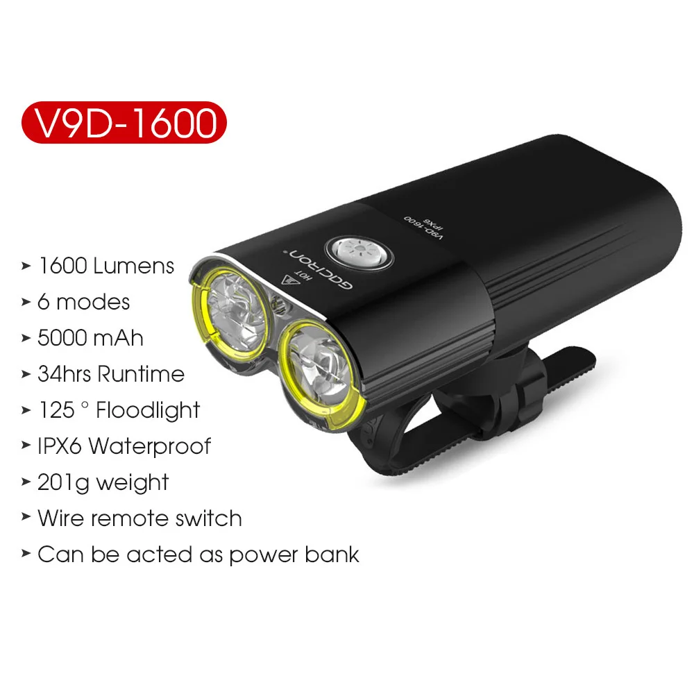 Gaciron 400-1800ルーメン自転車フロントライトusb充電式サイクリング