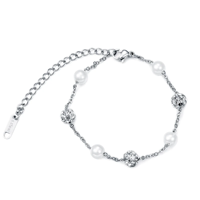 

Charms Pearls Bracelets Women Stainless Steel Bracelet Romantic Pulseras Mujer Pulseira Femme Couple Bransoletki Damskie Pulsera