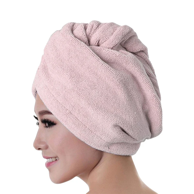 Быстрая сушка волос банное полотенце из микрофибры полотенце для волос сухая шапка Быстросохнущий женский банный инструмент#4C09 - Цвет: Розовый