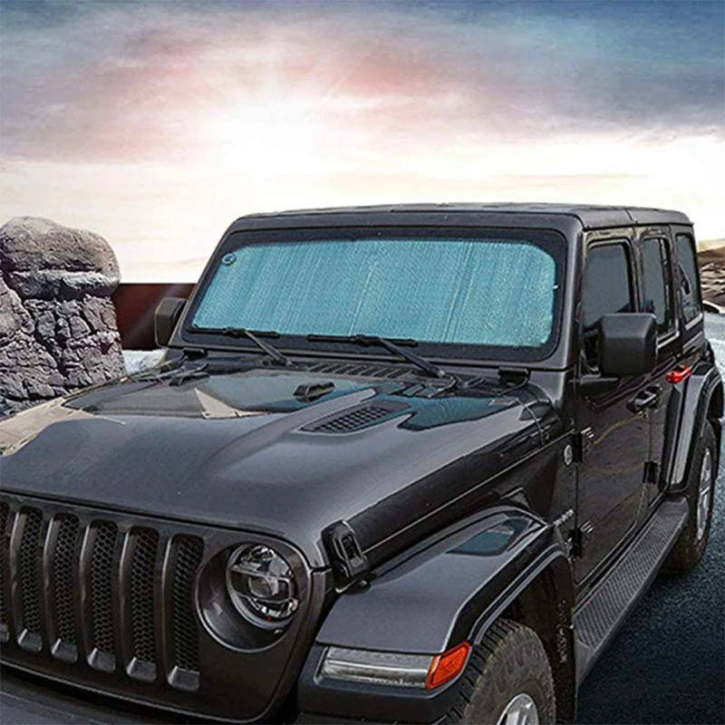 A New Foldable Car Front Window Visor Windshield Sunshades UV Protector For Jeep Wrangler Summer Car Exterior Accessories - Цвет: A