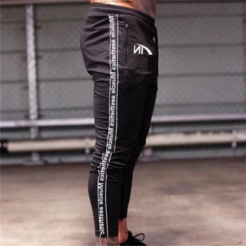 

2019Autumn New High Quality Men's Sweatpants Man Slim Gyms Fitness Joggers Workout Trousers Male Running Cotton Sports WLXZ6