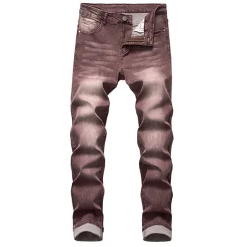 

2020 AUTUMN Spring Men's Ripped Print Street HIP HOP Punk Stretch Bike Jeans Trendy Holes Straight Denim Trouers