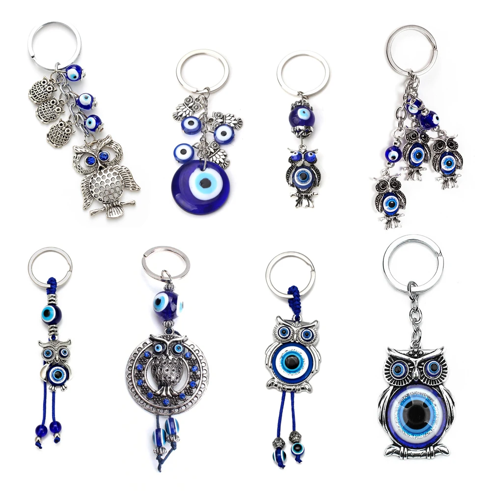 Night Owl Key Chains Blue Evil Eye Keychain Charms Fashion Nighthawk Pendent Unisex Backpack Ornaments Accessories | Украшения и