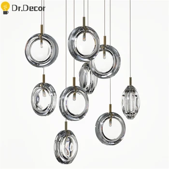 

Post-modern Creative Glass Pendant Lights Bar Cafe Decor Pendant Lamp Art Design Luxury Stair Living Room Hanglamp Luminaria