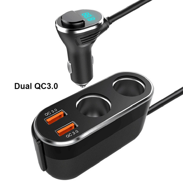 132W Dual QC3.0 Car charger for iPhone Samsung Xiaomi Phone,Car Cigarette Lighter Socket for Driving Recorder/Camera/GPS
