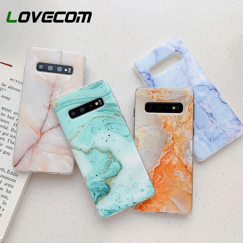 Цветной мраморный чехол LOVECOM для Samsung S21 S20 Plus S10 S9 S8 A51 A50 Note 10 Pro 9 противоударный