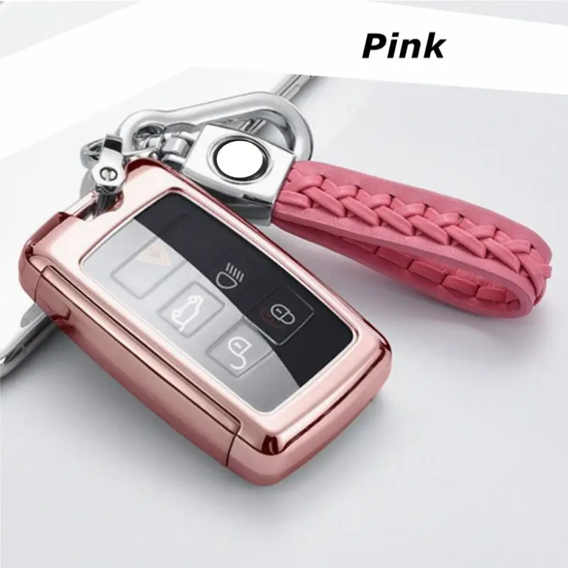 Pink ТПУ Автомобильный Брелок-чехол для дистанционного ключа чехол оболочка с брелок набор для Land Rover - Название цвета: Pink