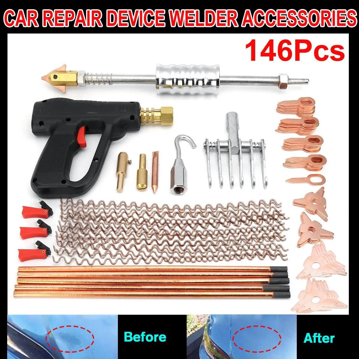 

146pcs Dent Puller Kit Car Body Dent Repair Device Welder Stud Weld Welding & Soldering Supplies Sheet Metal Equipment