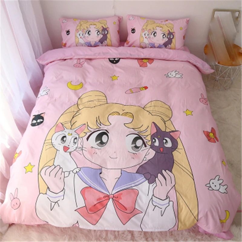 Kawaii аниме Сейлор Мун мультфильм печатных простыня пододеяльник наволочка постельное белье косплей реквизит домашний декор для женщин и мужчин