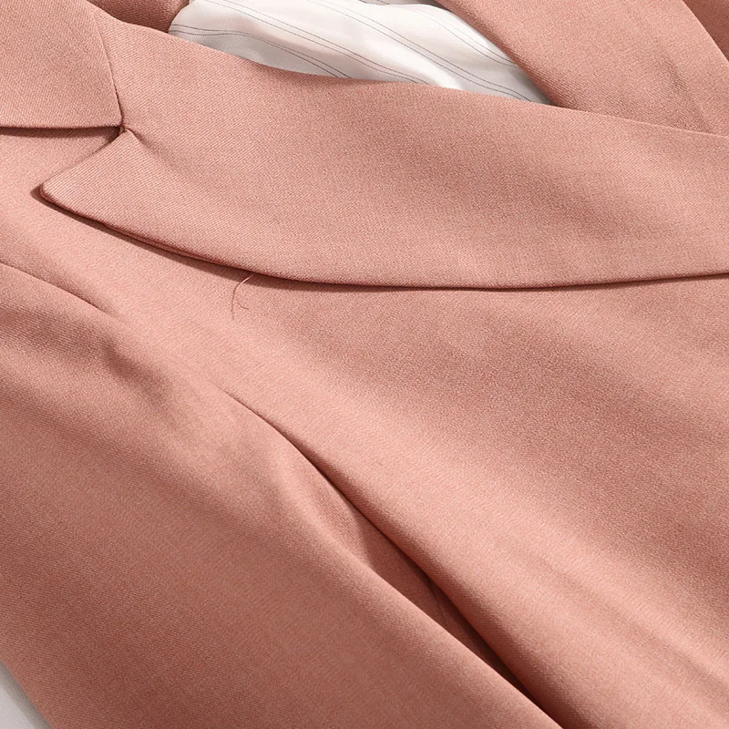 2020 new autumn office jacket high quality Casual double breasted solid color female blzer Loose long sleeve ladies small suit