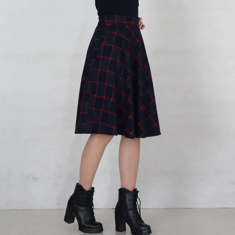 Модная весенняя зимняя женская клетчатая юбка элегантная тонкая высокая талия плиссированная повседневная юбка женская юбка миди от OL S452