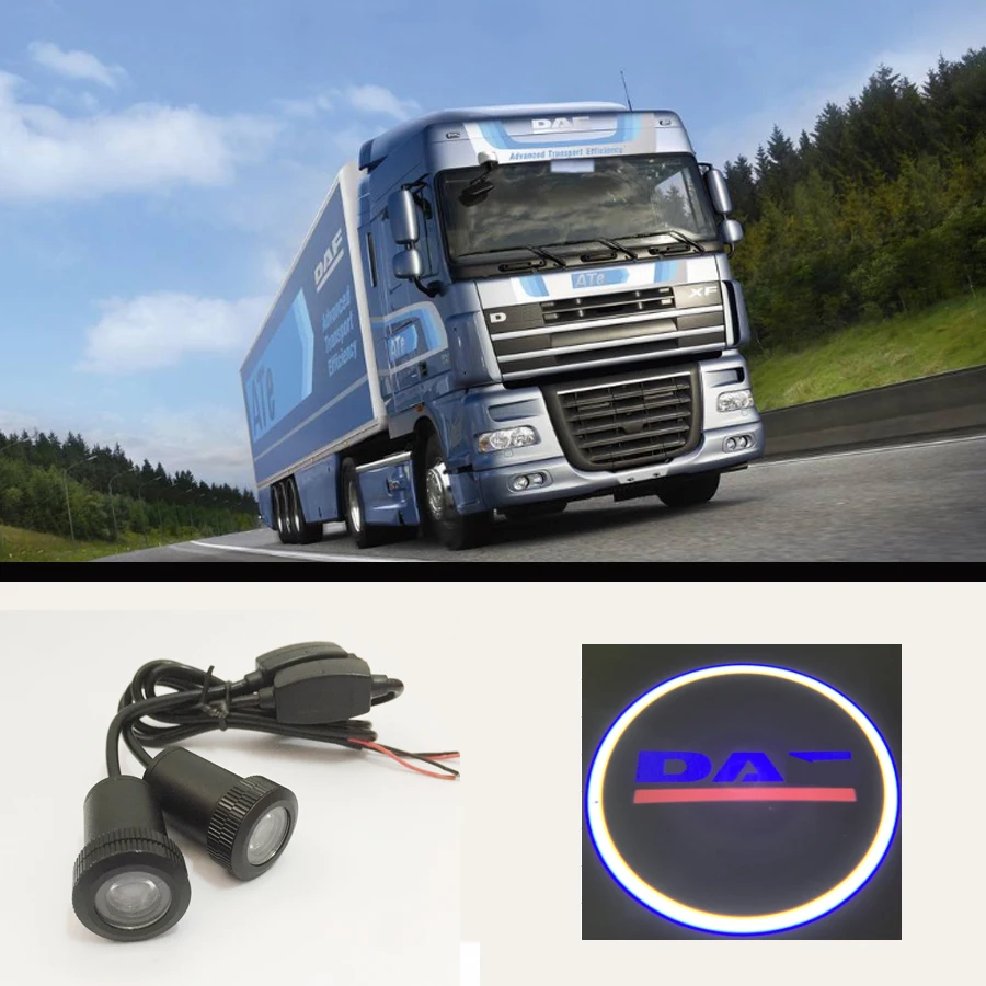

2PCs LED Car door welcome light Case For DAF Led Logo Light courtesy Led car Laser projector Logo Ghost Shadow Light 24V
