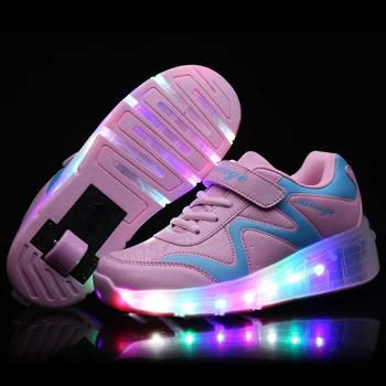 

2020 New Children Roller Skate Shoes Pink Boys Girls Heelies LED Light Sneakers with Wheel Boy Girl Casual Shoe