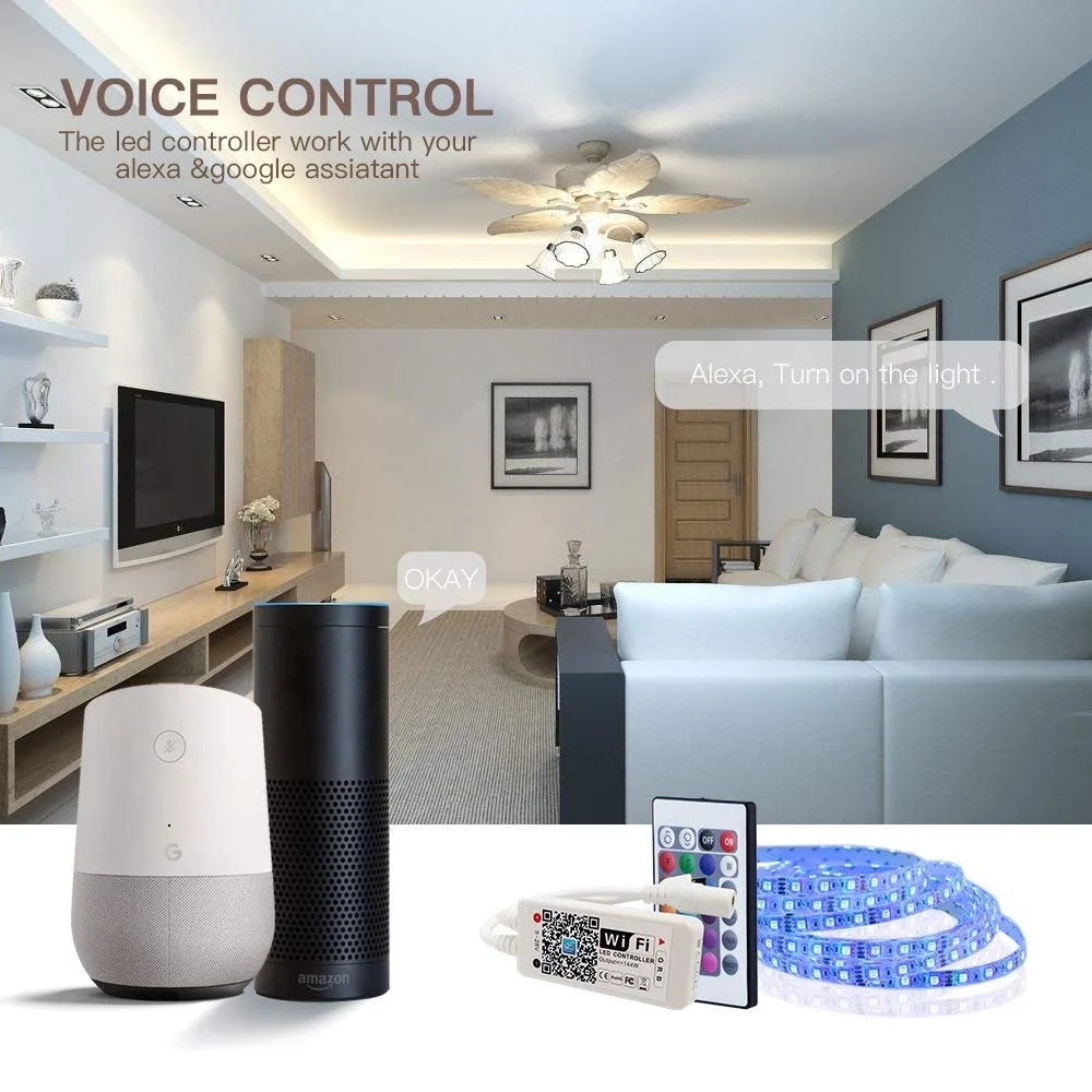 Светодиодная ленсветильник с Wi Fi 15 м RGB 5050 SMD гибкая Водонепроницаемая