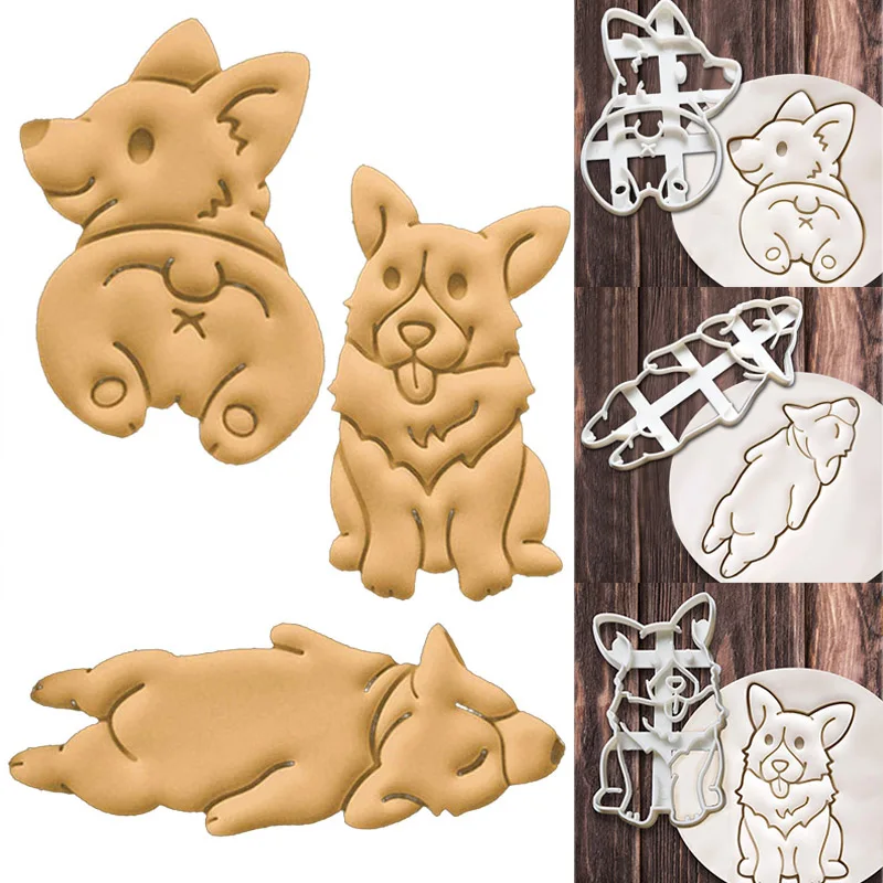 Cookie Cutter Baking Mold Cookie Mould 1/3pcs Corgi Dog Shaped for Kids Children Funny Biscuit Baking Tools Funny DIY Hand Mold