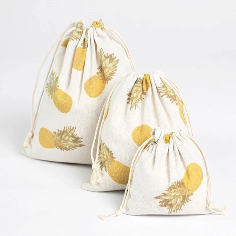 Tropical Plants cotton linen fabric dust cloth bag Clothes socks/underwear shoes receive bag home Sundry kids toy storage bags 6