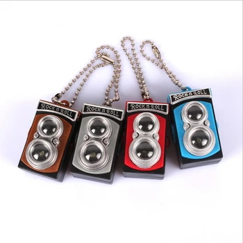 

100pcs/Lot Classic Camera Led Keychain With Sound LED Flashlight Retro Key Chain Fashion Key Ring Gift Keychain