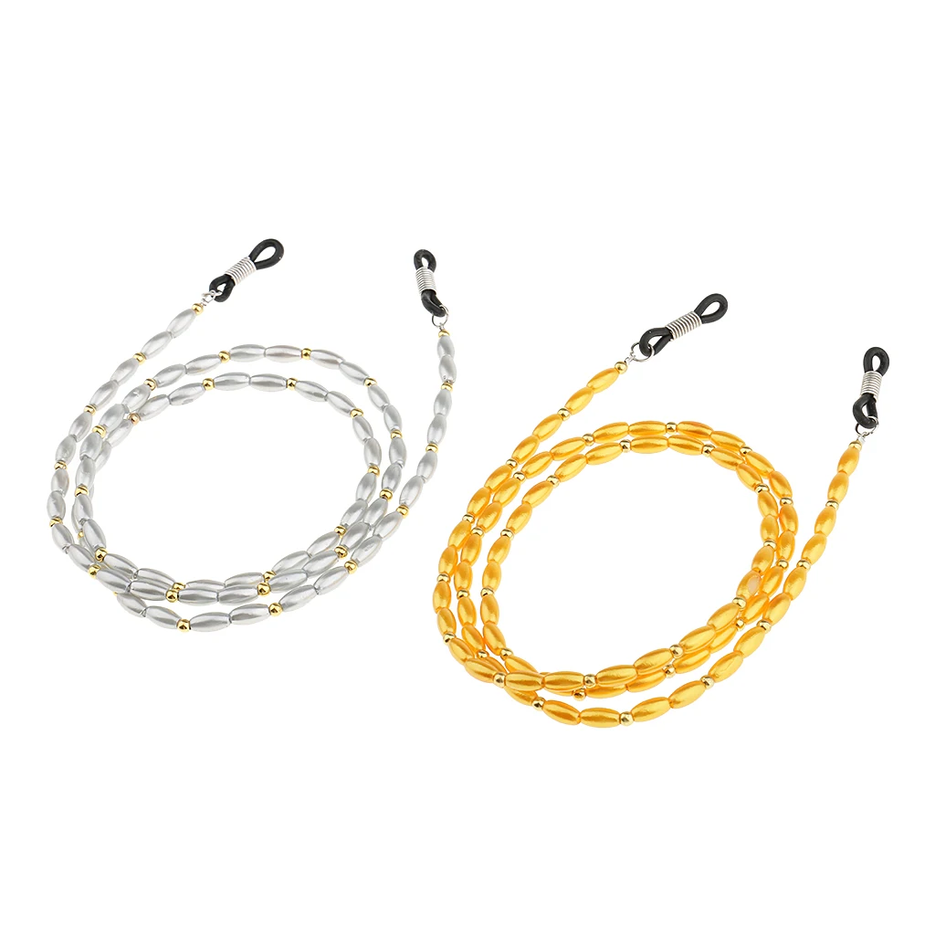 2pcs High Quality Acrylic Beaded Sport Eyeglass Sun Glasses Holder Necklace Sunglass Chain Pink Purple Gold Silver 60cm