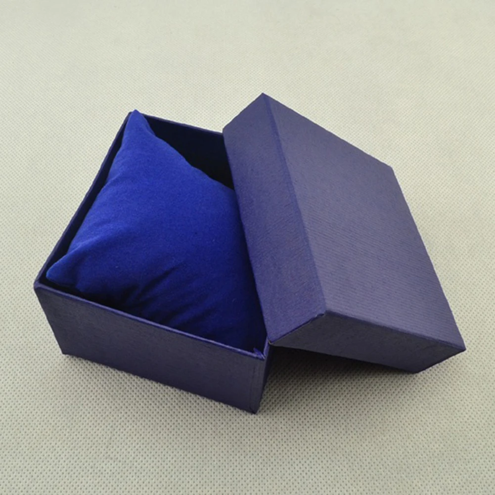 HOT Fashion Square Cardboard Storage Case Watch Bangle Jewelry Gift Box with Pillow Pads 8.8cm x 8.2cm x 5.5cm