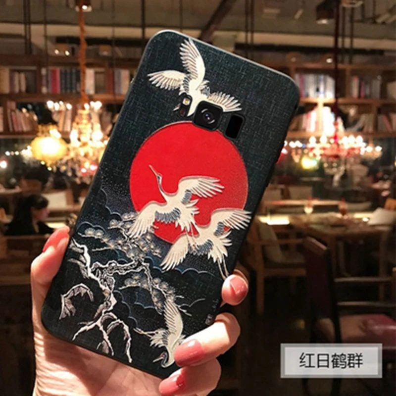 Чехол для samsung S10, силиконовый чехол с тиснением для samsung Galaxy note 9, 8, S8, S9, S10 plus, s10E, японский чехол для телефона с 3D рисунком