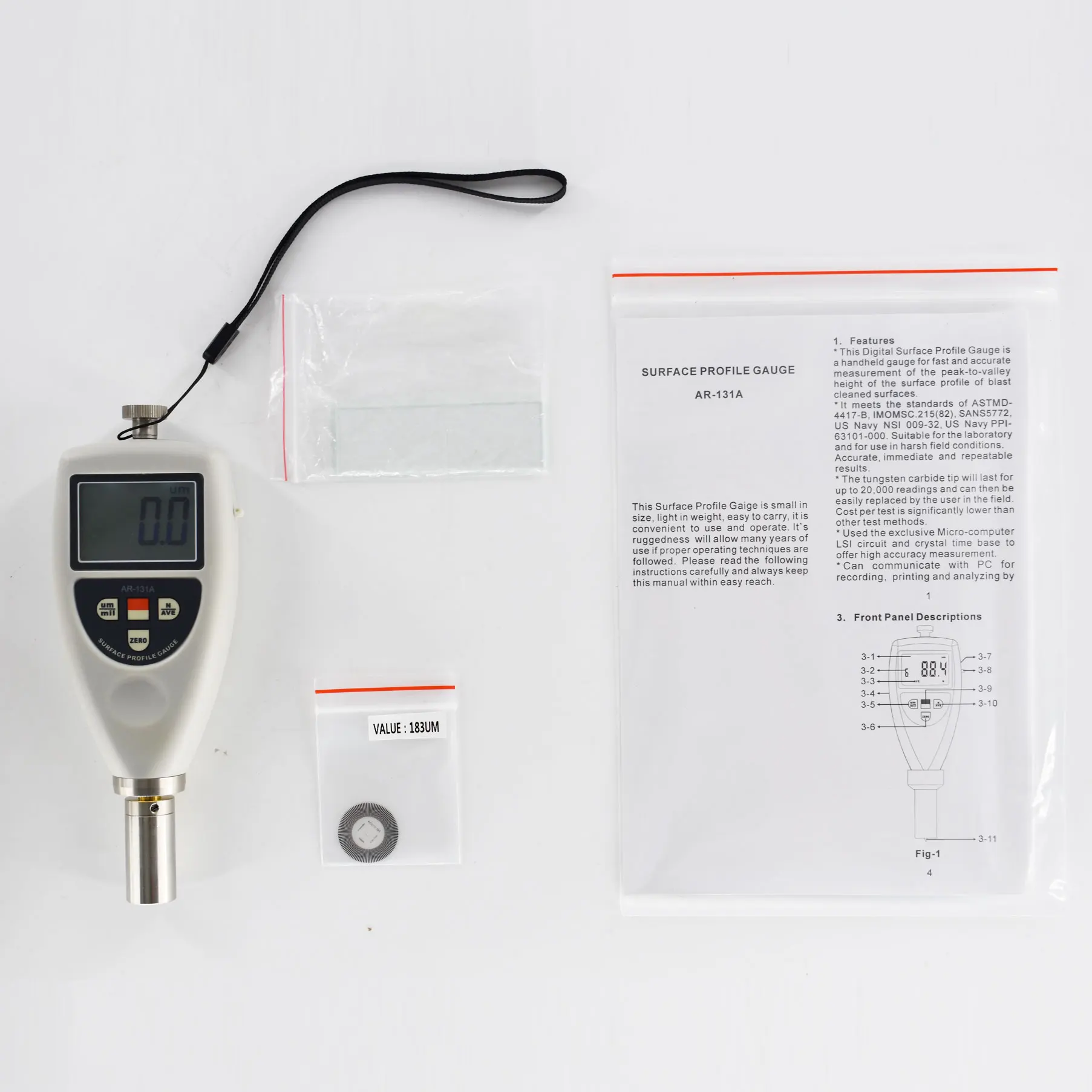 AR-131A Portable Surface Roughness Tester Resolution 1 &micro;m(0.1 mils) Easy to Use