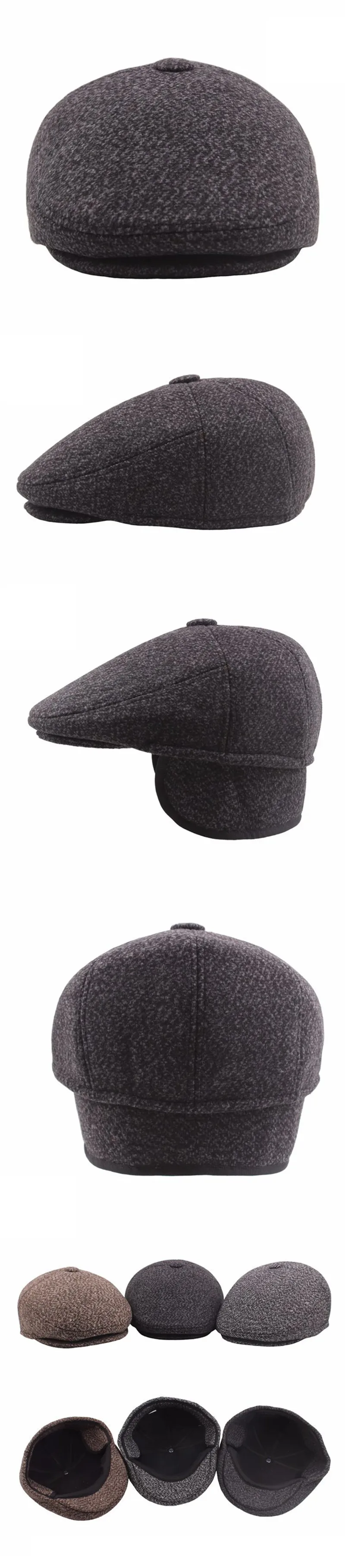 SHALUOTAOTAO Осень Зима утолщаются термальные береты для мужчин Мода защита ушей теплый язык шапка среднего возраста пожилых зимняя шапка