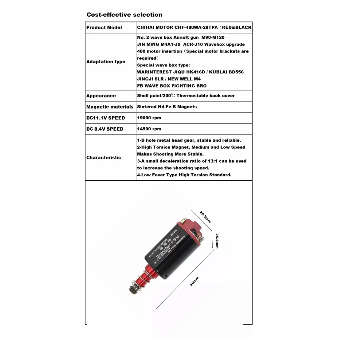 CHF 480WA 28TPA Nd Fe B 19000 RPM No.2 коробка передач с высоким крутящим моментом 480 длинный оси