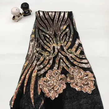 

newest muti color sequin Modern design French net lace fabric African sequins lace embroidery tulle lace fabric for party dress