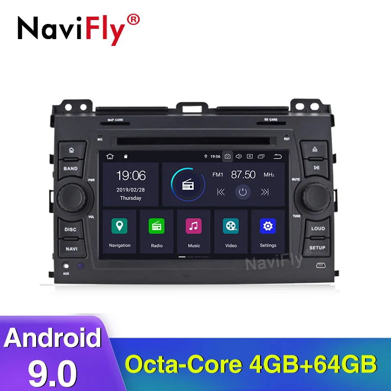 4 Гб+ 64 Гб 2 Din Android 9,0 Автомобильный мультимедийный плеер авторадио DVD для Toyota Prado 120 Land Cruiser gps навигационная лента рекордер